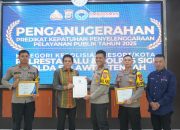 Polresta Palu Terima Penghargaan Kepatuhan Pelayanan Publik dari Ombudsman RI