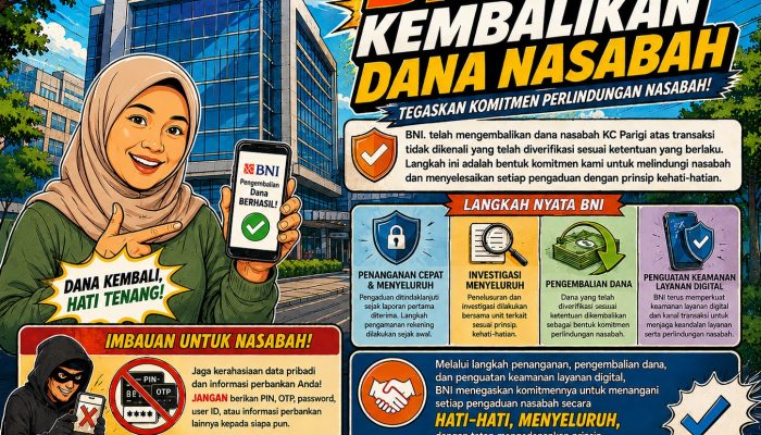 Kasus Dana Hilang di Rekening Nasabah Parigi, BNI Pastikan Pengembalian Dana
